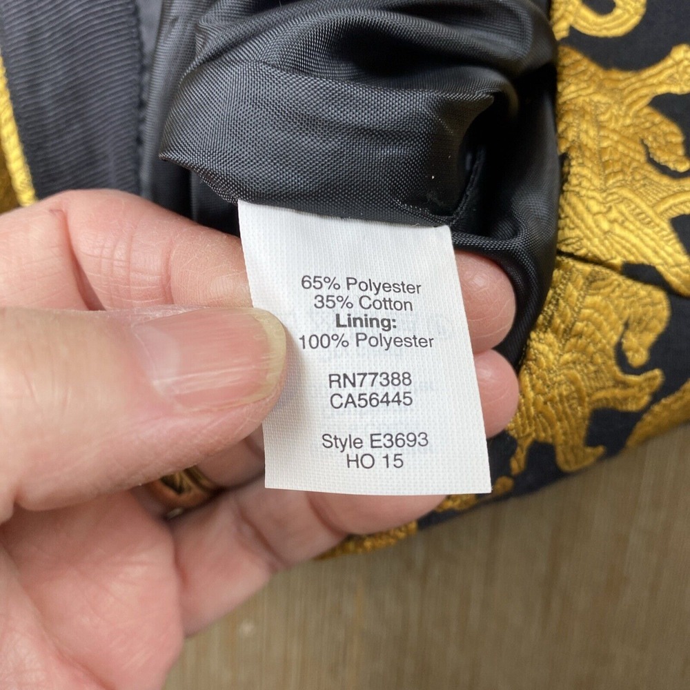 J. Crew Women's SZ 2 Mini Brocade Skirt Black‎ with Gold Elephants Jaquard Lined - Picture 4 of 9